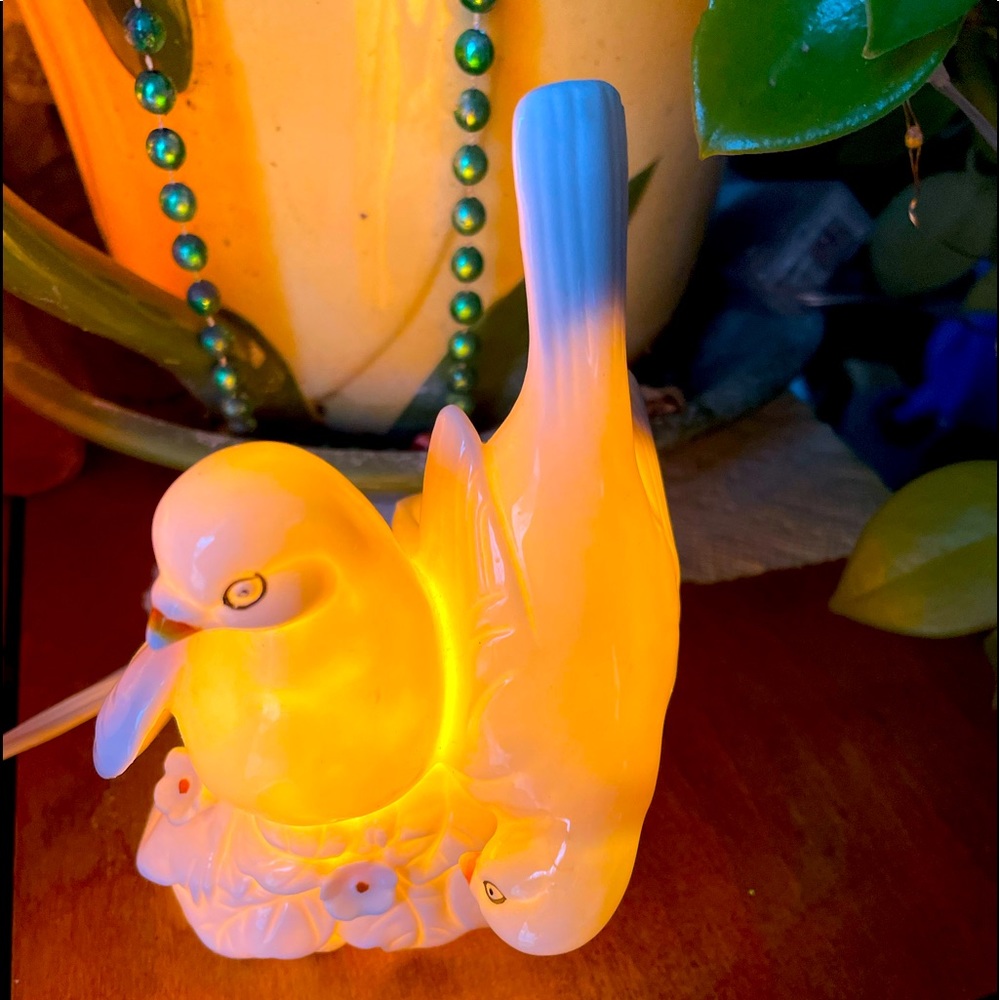 Two turtle Dove’s night light by Wi Rice made in Japan stamped portable lite
